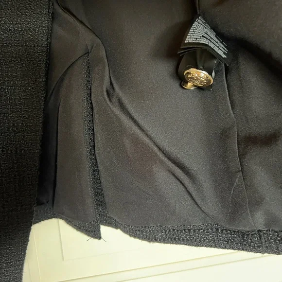 H&M Black Tweed Double-Breasted Blazer with Gold Buttons Size Small - Picture 6 of 9